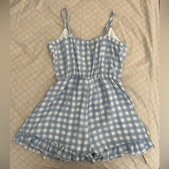 Honey and Sparkle Blue and White Plaid Romper - Picture 2 of 5
